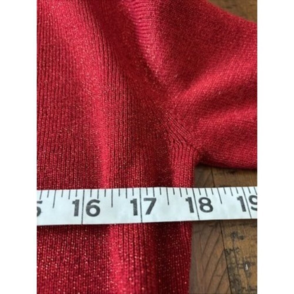 Dressbarn Red Metallic Sweater Size Large Slim Fitted - Picture 5 of 6